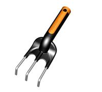 Fiskars Griffe de jardin tri-matière; 3 dents, Longueur: 25 cm, Dents en acier inoxydable, Noir/Orange, Premium, 1000728