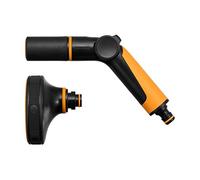 Fiskars Kit d'Arrosage, 2 Pièces, Pistolet d'Arrosage, 2 Fonctions, Taille Universelle, Tête de Pistolet d'Arrosage pour Multiples Douches, 5 Fonctions, Taille Universelle, Noir/Orange, 1065494