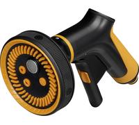 Fiskars Pistolet Pulvérisateur Multi, 5 Jets, Débit réglable en continu, avec Contrôle Gâchette à l'Avant et verrouillage marche/arrêt, SoftGrip, Taille universelle, noir/orange, 1065482