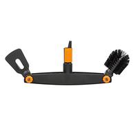 Fiskars Nettoyeur de gouttière QuikFit – grattoir et brosse ajustables, 4,5 cm, Noir/Orange 1001414