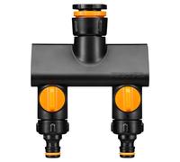 Fiskars Nez de robinet 2 sorties Comfort – On/Off – Ø21/26,5/33,3 mm – Noir/Orange