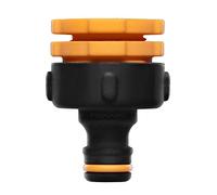 Fiskars Nez de Robinet Multi Filetage, Filetage intérieur pour différentes Tailles de Robinet, Pour 3 Tailles de filetage Ø 21 mm (1/2"), Ø 26,5 mm (3/4") et Ø 33,3 mm (1"), 17 g, Noir/Orange, 1027051