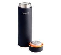 Fiskars On-the-go, Gourde Isotherme 0,5 L, Gourde Anti-Fuite et Sans BPA pour Boissons Chaudes et Froides, Design Compact pour le Jardin et l'Extérieur, Hauteur 22cm, Acier Inoxydable, Noir, 1078699