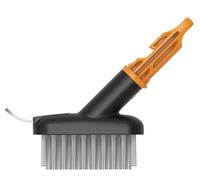 Fiskars Brosse pour dalles OneClick – Embout 2-en-1 (lame acier + brosse) Noir/Orange