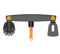 Fiskars OneClick Nettoyeur de Gouttières, Embout avec Grattoir et Brosse, Changement Facile en Un Clic, Angle Réglable, Noir/Orange, 1080698