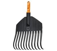 Fiskars OneClick Râteau à Feuilles S, pour Les Parterres et Les Endroits Exigus, Changement Facile en Un Clic, Dents Souples et Flexibles, Noir/Orange, 1082704