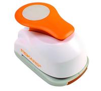 Fiskars Perforatrice à levier, Cercle, Ø 2,5 cm, Convient aux droitiers et aux gauchers, Acier/Plastique, Blanc/Orange, À levier, M, 1004748