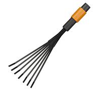Fiskars Petit balai à feuilles Tête Quikfit 7 dents Acier 12 cm Noir/Orange