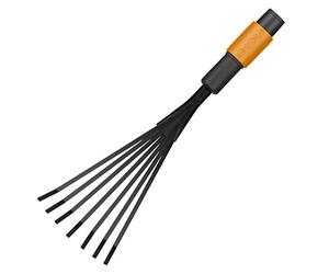 Fiskars Petit Balai à Feuilles, Tête D'outil Quikfit, 7 dents, Largeur: 12 cm, dents en Acier, Noir/Orange, Quikfit, 1001412