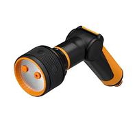 Fiskars Pistolet d'Arrosage, 3 Fonctions, Avec Jet, Brouillard, Pluie, Contrôle de Débit en Continu par le Pouce, Taille Universelle, Noir/Orange, 1065486