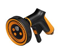 Fiskars Pistolet Pulvérisateur Multi, 5 Jets, Débit réglable en continu, avec Contrôle Gâchette à l'Avant et verrouillage marche/arrêt, SoftGrip, Taille universelle, noir/orange, 1065482