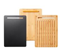 Fiskars Planche à Découper, Functional Form, 3 Pièces, Comprenant Planche à Découper, Planche à Pain et Planche en Plastique, Bambou/Plastique, 1057550