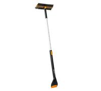 Fiskars Plus Brosse et Grattoir Télescopique pour Voiture, 2 Zones de Brossage, Grattoir avec Bord Dur et Bord Souple, Tête Pivotante, 96-121 cm, Pièces Interchangeables, 1078492