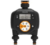 Fiskars Programmateur à 2 sorties 1054792 – Écran LCD – Taille universelle – Noir/Orange