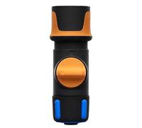 Fiskars Raccord de Tuyau, avec valve ON/OFF, Points de contact SoftGrip, Taille universelle, Ø 1,3-1,5 cm (1/2-5/8''), 65 g, Noir/Orange/Bleu, 1027086