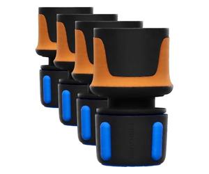 Fiskars Raccord de Tuyau, Points de contact SoftGrip, Taille universelle, Ø 1,3-1,5 cm (1/2-5/8''), 30 g, Noir/Orange/Bleu, 1027072 (Lot de 4)
