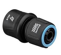 Fiskars Raccord de Tuyau, Taille universelle, Ø 13-15 mm (1/2 - 5/8"), FiberComp, 30 g, Noir/Bleu, STOP, 1054789