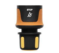 Fiskars Raccord de Tuyau, Taille universelle, Ø 9 mm (3/8"), Points de contact SoftGrip, 30 g, noir/orange/jaune, STOP, 1027078