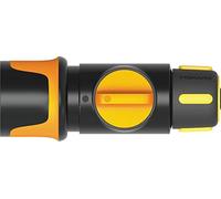 Fiskars Raccord de Tuyau, Taille universelle, Ø 9 mm (3/8"), Points de contact SoftGrip, 60 g, noir/orange/jaune, On/Off, 1027085