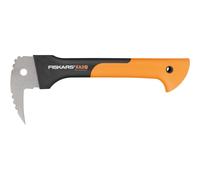 Fiskars Sapie, Longueur: 37 cm, Lame en acier trempé/Manche résistant en fibre de verre, Étui de rangement et de transport inclus, Noir/Orange, WoodXpert, XA2, 1003622