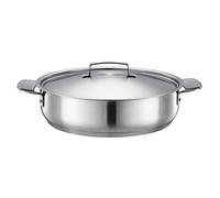 Fiskars Sauteuse avec Couvercle, Ø 28 cm, Anti-adhésive, Convient pour toutes les Cuisinières, Inox recyclé, All Steel, Argenté, 1064749