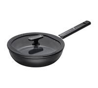 Fiskars Sauteuse avec Couvercle, Hard Face, Diamètre 24 cm | Capacité : 2,2 litres, Tous Types de Feux, Antiadhésif, Résistant aux Rayures, Aluminium/Plastique, Noir, 1075528
