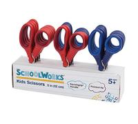 Fiskars Schoolworks 5" Scissors for Kids Ages 4-7 (12-Pack), Pointed-Tip Scissors for Kids, Back to School Supplies, Red and Blue