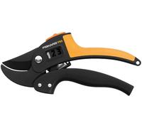 Fiskars Sécateur à enclume pour bois sec et dur, Diamètre de coupe: 2,4 cm, Lames en acier avec revêtement antiadhésif, Longueur: 19 cm, Noir/Orange, PowerStep, P83, 1000575