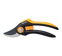 Fiskars Sécateur à Lame Franche, Plus, P521, Pour Branches et Rameaux Frais, Revêtement Antiadhésif, Lames en Acier Inoxydable, Longueur : 20,1 cm, Noir/Orange, 1057167