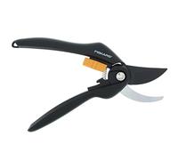 Fiskars Sécateur à lames franches, Revêtement antiadhésif des lames en Acier, Longueur: 20 cm, Diamètre de coupe: 2,2 cm, Noir/Orange, SingleStep, P26, 1000567