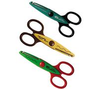 Fiskars Set de ciseaux cranteurs pour enfant Animaux du marais, 3 pièces, Longueur totale: 13 cm, Pour droitiers et gauchers, + 4 ans, Vert/Turquoise/Jaune, Kidzors, 1003845