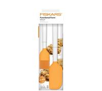 Fiskars, Set de Pâtisserie, 2 Ustensiles de Cuisine, Functional Form, Maryse avec Tête en Silicone, Longueur : 27,5 cm, Pinceau en Silicone, Longueur : 19 cm, Plastique/Silicone, Orange/Blanc, 1023616