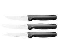 Fiskars Set de Petits Couteaux, 3 Pièces, Functional Form, Couteau d'Office, Couteau à Éplucher & Couteau de Table, Functional Form, Acier Inoxydable Japonais/Plastique, Noir, 1057561