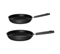 Fiskars Set de Poêle à Frire, Hard Face, Diamètre 24 et 28cm, Convient pour Tous Types de Feux, Revêtement Anti-Adhésif, Anti-Rayures, Aluminium/Plastique, Noir, 1075532