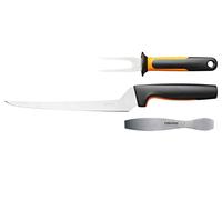 Fiskars Set de Préparation pour Poisson, Functional Form, Couteau à Filets, Fourchette à Poisson et Pince à Arêtes, Longueur Totale : 32 cm, Acier Inoxydable Japonais/Plastique, 1057560