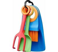 Fiskars Set d'Outils Manuels pour Enfants, Truelle à fleurs, Fourche à planter, Brosse et Truelle à planter sans manche, Set 4-en-1