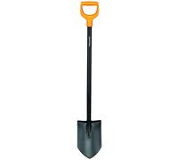 Fiskars Bêche à bord rond pour sols meubles et peu caillouteux, Longueur : 116,6 cm, Lame en acier/Poignée en plastique de haute qualité, Noir/Orange, Solid, 1066716