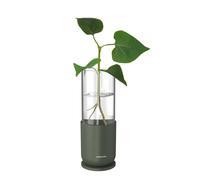 Fiskars Urban Plant Care Pot de Culture pour Boutures, Hauteur 16,5 cm, Verre de Haute Qualité et Support en Métal Robuste, Vert Olive, 1080911