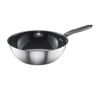 Fiskars Wok, Ø 28 cm, Poêle Anti-adhésive, Convient pour toutes les Cuisinières, Inox recyclé, Functional Form, Argent/Noir, 1072313