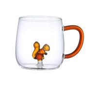 Fiskenet Tasse en Verre, Animal Cactus, Ecureuil, Tortue, Etoile de Mer, Flamant Rose, Dauphin, Baleine, Canard, Crabe, Capacité 400 ml, Artisanat, Transparent, Réutilisable