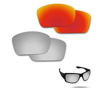Fiskr Anti-saltwater polarisées Lentilles de remplacement pour Oakley Big Taco Lunettes de soleil 2 paires emballés, Fire Red & Metallic Silver