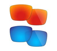 Fiskr Anti-saltwater polarisées Lentilles de remplacement pour Oakley Cache-œil 2 Lunettes de soleil 2 paires emballés, Fire Red & Ice Blue