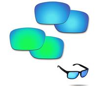 Fiskr Anti-saltwater polarisées Lentilles de remplacement pour Oakley Holbrook Lunettes de soleil 2 paires emballés, Ice Blue & Emerald Green