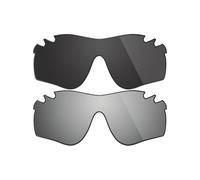 Fiskr Anti-saltwater polarisées Lentilles de remplacement pour Oakley Radarlock Path Vented Lunettes de soleil 2 paires emballés, Stealth Black & Metallic Silver