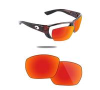 Fiskr Verres de rechange compatibles avec les lunettes de soleil Costa Del Mar Tuna Alley 06S9009 62 mm, résistantes aux chocs et ajustement parfait, rouge feu, Taille unique