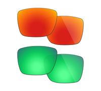 Fiskr Verres polarisés de rechange compatibles avec lunettes de soleil Costa Del Mar Rinconcito 06S9016 60 mm, résistantes aux chocs et ajustement parfait - Rouge feu et vert émeraude