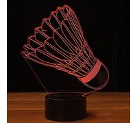 FISSEN 3D badminton LED Lampe d'illusion Optique Lampe Lumière de Nuit avec Câble USB et 7 Couleurs Décoration pour Enfant Chambre Chevet Table de Bébé Enfant Cadeau De Noël Fête Anniversaire