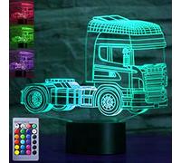 FISSEN 3D Camion Automobile LED Lampe veilleuse d'illusion Lumière de Nuit avec USB et 7 Couleurs Décoration pour Enfant Chambre Chevet Table de Bébé Enfant Cadeau Fête Anniversaire