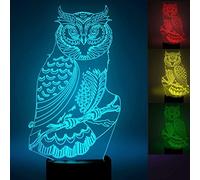 FISSEN 3D chouette eagle LED Lampe d'illusion Optique Lampe Lumière de Nuit avec Câble USB et 7 Couleurs Décoration pour Enfant Chambre Chevet Table de Bébé Enfant Cadeau De Noël Fête Anniversaire