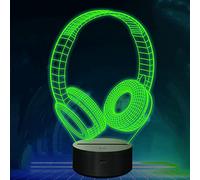 FISSEN 3D dj casque LED Lampe d'illusion Optique Lampe Lumière de Nuit avec Câble USB et 7 Couleurs Décoration pour Enfant Chambre Chevet Table de Bébé Enfant Cadeau De Noël Fête Anniversaire